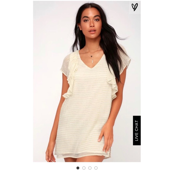 NWT Lulu’s Sunset Dreams GoldStriped Shift Dress - Picture 1 of 5